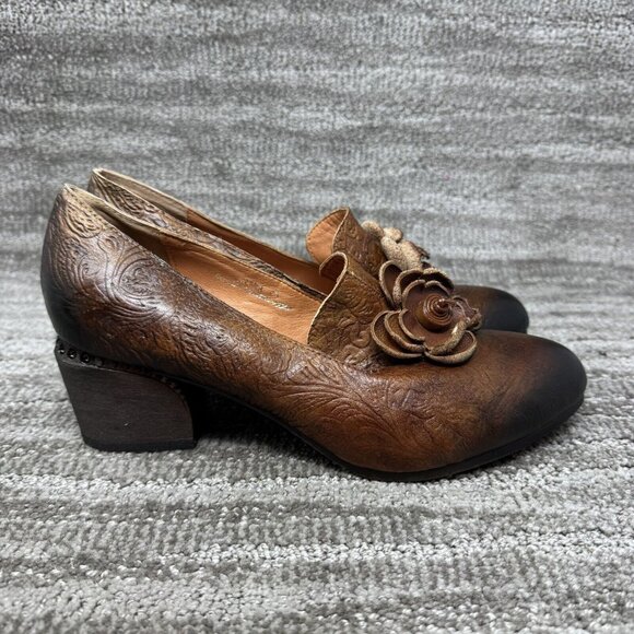 Spring Step L'Artiste Noora sz 11 Women's Pump style shoes Floral Design Brown - Picture 1 of 8